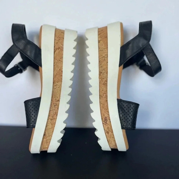 Piampiani Vera Pelle Ankle Strap Platform Sandals Black and White size 9 - Picture 11 of 13